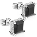 Princess Cut Cubic Zirconia Diamond Stud Earrings for Men