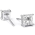 Princess Cut Cubic Zirconia Diamond Stud Earrings for Men