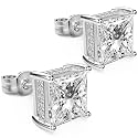 Princess Cut Cubic Zirconia Diamond Stud Earrings for Men