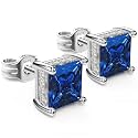 Princess Cut Cubic Zirconia Diamond Stud Earrings for Men