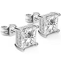 Princess Cut Cubic Zirconia Diamond Stud Earrings for Men