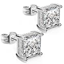 Princess Cut Cubic Zirconia Diamond Stud Earrings for Men