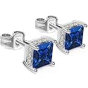 Princess Cut Cubic Zirconia Diamond Stud Earrings for Men