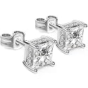 Princess Cut Cubic Zirconia Diamond Stud Earrings for Men
