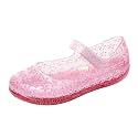 Princess Dress Sandals Jelly Shoes for Toddler Girls Size 8, Blue Bird Nest Layered Lines Mary Jane Flats Childrens Clear Glitter with Hollow-Carved