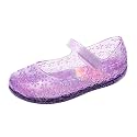 Princess Dress Sandals Jelly Shoes for Toddler Girls Size 8, Blue Bird Nest Layered Lines Mary Jane Flats Childrens Clear Glitter with Hollow-Carved