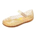 Princess Dress Sandals Jelly Shoes for Toddler Girls Size 8, Blue Bird Nest Layered Lines Mary Jane Flats Childrens Clear Glitter with Hollow-Carved