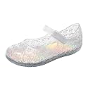 Princess Dress Sandals Jelly Shoes for Toddler Girls Size 8, Blue Bird Nest Layered Lines Mary Jane Flats Childrens Clear Glitter with Hollow-Carved