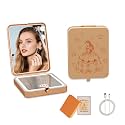 Princess LED Lighted Compact Mirror with 3x Magnifying - Portable Folding Travel Makeup Mirror, Pocket Purse Mirror for Women, Princess Gifts for Birthday, Christmas, Desk Mirror for Makeup Touch-Ups
