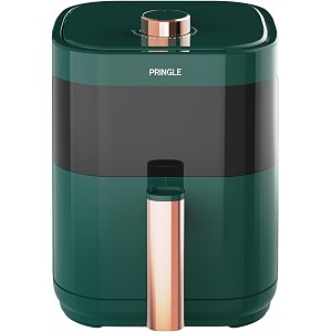 pringle af1408 manual air fryer 32l for home with timer control fry grill 360 high speed air circulation technology 1250 w with non-stick 32 l basket- green