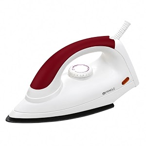 pringle di-1109 1000w automatic dry iron  large soleplate  anti-bacterial german coating  quick heat  shock proof  iron box  18 months onsite warranty  white maroon