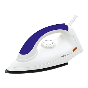 pringle di-1109 1000w automatic dry iron  large soleplate  anti-bacterial german coating  quick heat  shock proof  iron box  18 months onsite warranty  white blue
