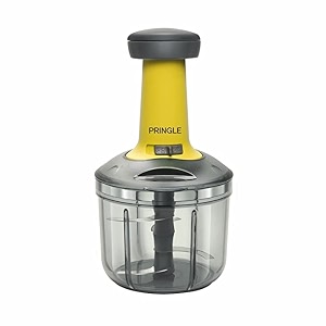 pringle 1000ml manual push chopper for vegetables amp fruits  6 sharp stainless steel blades  hand press onion cutter with twist lock  egg beater whisk included  multipurpose food chopper  blue