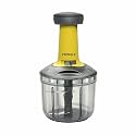 PRINGLE 1000ml Manual Push Chopper for Vegetables & Fruits | 6 Sharp Stainless Steel Blades | Hand Press Onion Cutter with Twist Lock | Egg Beater Whisk Included | Multipurpose Food Chopper | Blue