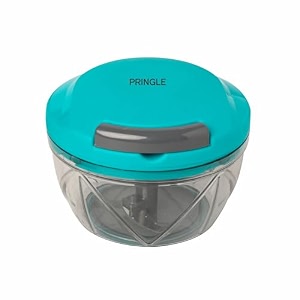 pringle 1000ml manual push chopper for vegetables amp fruits  6 sharp stainless steel blades  hand press onion cutter with twist lock  egg beater whisk included  multipurpose food chopper  blue
