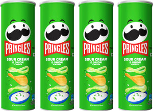 pringles potato chips sour cream  onion flavor pack of 4 crispy snack for game nights chips 4 x 107 g