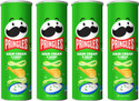 Pringles Potato Chips Sour Cream & Onion Flavor Pack of 4, Crispy Snack for Game Nights Chips (4 x 107 g)