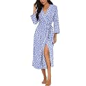 PrinStory Robes for Women 3/4 Sleeve Long Bath Robe XS-4XL