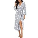 PrinStory Robes for Women 3/4 Sleeve Long Bath Robe XS-4XL