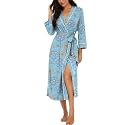 PrinStory Robes for Women 3/4 Sleeve Long Bath Robe XS-4XL