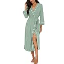 PrinStory Robes for Women 3/4 Sleeve Long Bath Robe XS-4XL