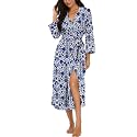 PrinStory Robes for Women 3/4 Sleeve Long Bath Robe XS-4XL