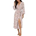 PrinStory Robes for Women 3/4 Sleeve Long Bath Robe XS-4XL