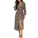 PrinStory Robes for Women 3/4 Sleeve Long Bath Robe XS-4XL