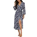 PrinStory Robes for Women 3/4 Sleeve Long Bath Robe XS-4XL