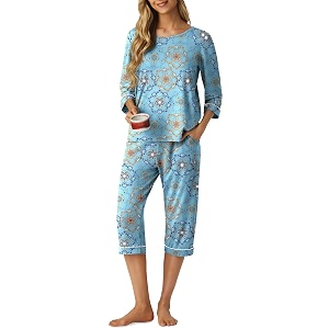 PrinStory Womens Pajama Sets Capri Pjs Soft
