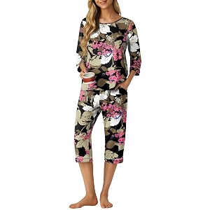 PrinStory Womens Pajama Sets Capri Pjs Soft