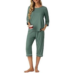 PrinStory Womens Pajama Sets Capri Pjs Soft