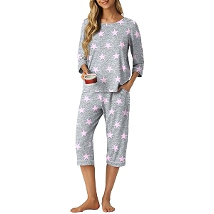 PrinStory Womens Pajama Sets Capri Pjs Soft