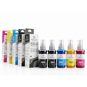 t664 premium refill ink compatible for printers l1300 l310 l361 l380 l405 l565 l365 l485 l220 l360 l130 664 - cym  2 black 70ml each