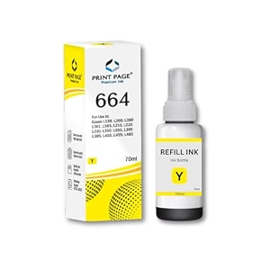 t664 premium refill ink compatible for printers l1300 l310 l361 l380 l405 l565 l365 l485 l220 l360 l130 yellow 70ml - 1 pcs