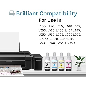 t664 premium refill ink compatible for printers l1300 l310 l361 l380 l405 l565 l365 l485 l220 l360 l130 664 black - 2 pcs 70ml each