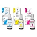 T664 Premium Refill Ink Compatible for Printers L1300, L310, L361, L380, L405, L565, L365, L485, L220, L360, L130 (664 C/Y/M - Tri Color) (70ml Each)