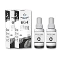 T664 Premium Refill Ink Compatible for Printers L1300, L310, L361, L380, L405, L565, L365, L485, L220, L360, L130 (664 Black - 2 pcs) (70ml Each)