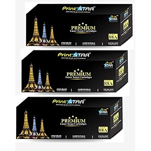 print star 88a single colour black laser toner cartridge replacement of hp cc388a compatible with hp laserjet p1106 p1108 1136 1213 1216 9107 1008 pack of 3