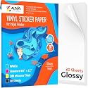 Printable Vinyl Sticker Paper - Waterproof Decal Paper for Inkjet Printer - 30 Self-Adhesive Sheets - Glossy White - Standard Letter Size 8.5"x11"