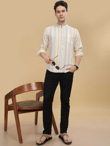 Printcultr TRENDS Men Striped Straight Kurta