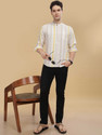 Printcultr TRENDS Men Striped Straight Kurta