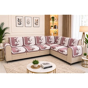 Printed 7 Seater L-Shape Sofa Cover with