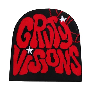 Printed Beanie Hat Beanies Y2K Winter Hats