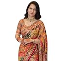 Printed Chinon Silk Saree with Zari Woven