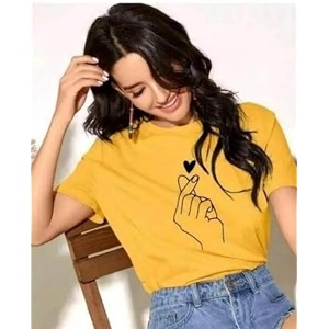 Printed Cotton Blend Short Sleeve Casual Tshirt