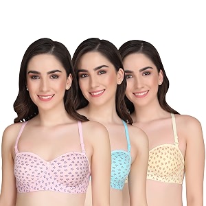 Printed Half Cup Padded Bra - Made