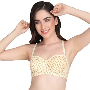 Printed Half Cup Padded Bra - Made