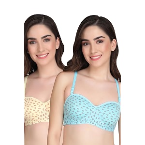 Printed Half Cup Padded Bra - Made