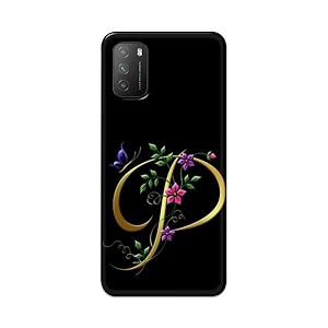 printed hard back cover case for mi poco m3 back cover alphabet p -1803